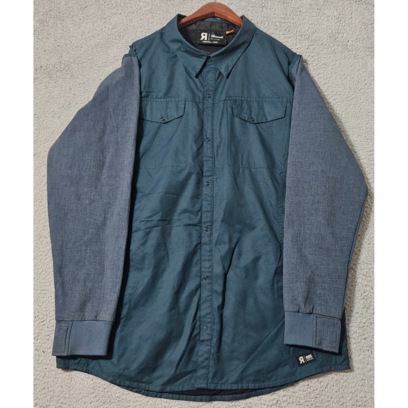 Ride Snowboard Blue Long Sleeve Snap Button Mesh Lined Shirt Jacket Size XL - Picture 1 of 9